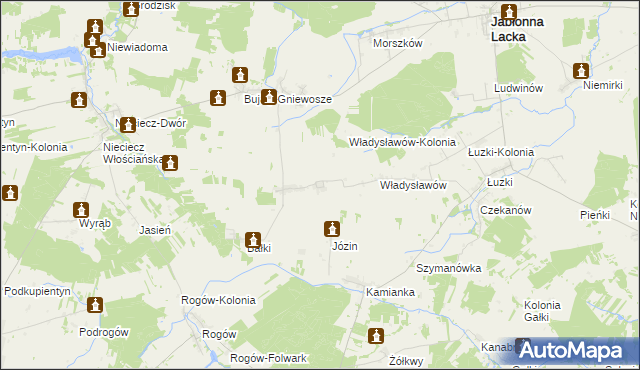 mapa Wierzbice-Guzy, Wierzbice-Guzy na mapie Targeo