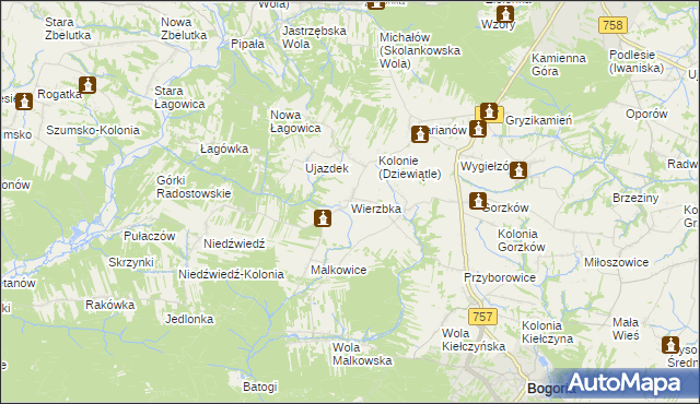 mapa Wierzbka, Wierzbka na mapie Targeo