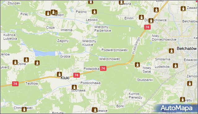 mapa Wierzchowiec, Wierzchowiec na mapie Targeo