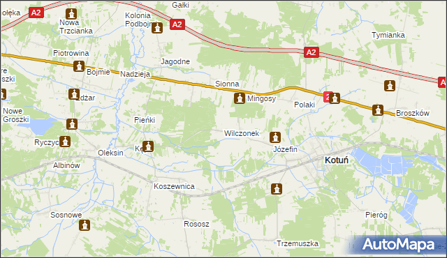 mapa Wilczonek, Wilczonek na mapie Targeo