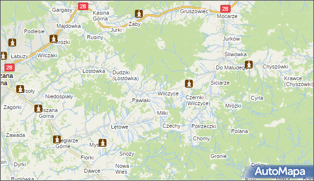 mapa Wilczyce gmina Dobra, Wilczyce gmina Dobra na mapie Targeo