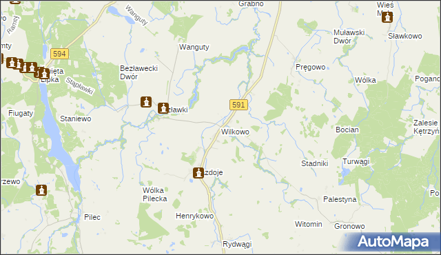 mapa Wilkowo gmina Kętrzyn, Wilkowo gmina Kętrzyn na mapie Targeo