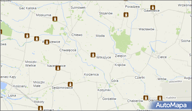 mapa Wilkszyce, Wilkszyce na mapie Targeo
