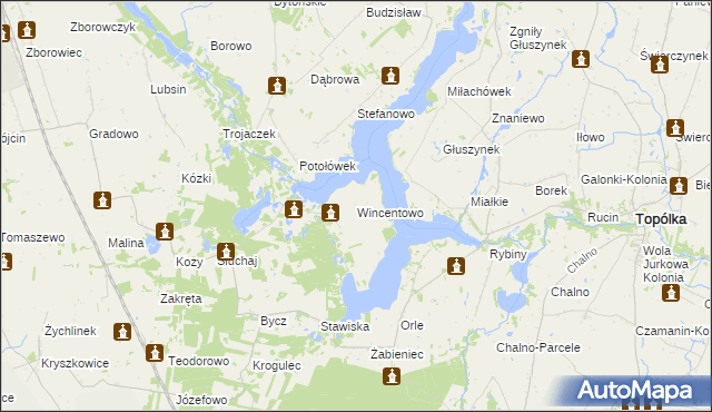 mapa Wincentowo gmina Piotrków Kujawski, Wincentowo gmina Piotrków Kujawski na mapie Targeo