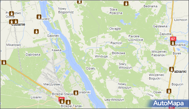 mapa Winduga gmina Bobrowniki, Winduga gmina Bobrowniki na mapie Targeo