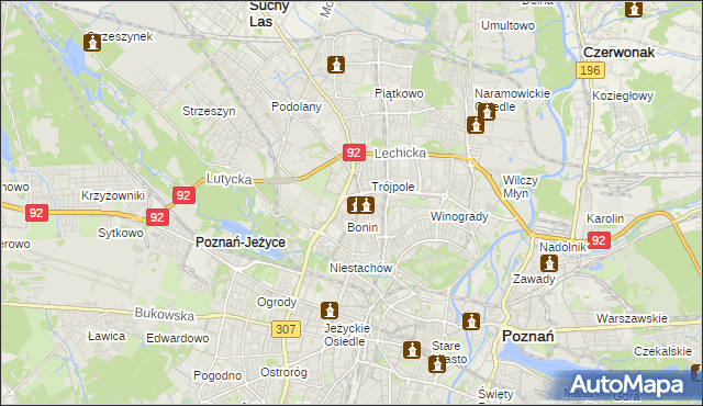 mapa Winiary gmina Poznań, Winiary gmina Poznań na mapie Targeo