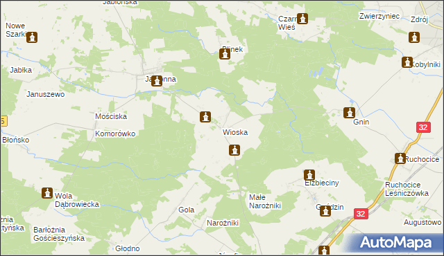 mapa Wioska gmina Rakoniewice, Wioska gmina Rakoniewice na mapie Targeo