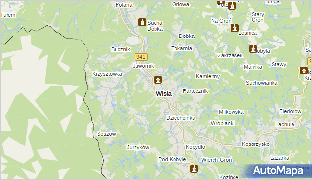 mapa Wisła, Wisła na mapie Targeo