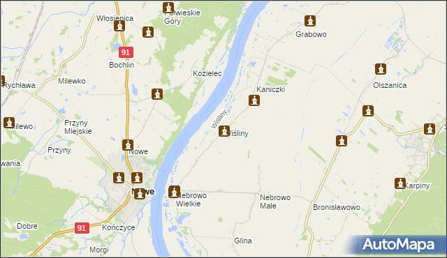 mapa Wiśliny, Wiśliny na mapie Targeo