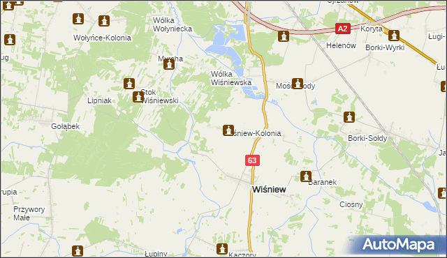 mapa Wiśniew-Kolonia, Wiśniew-Kolonia na mapie Targeo