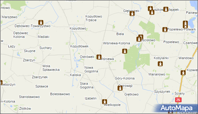 mapa Wiśniewa gmina Wilczyn, Wiśniewa gmina Wilczyn na mapie Targeo