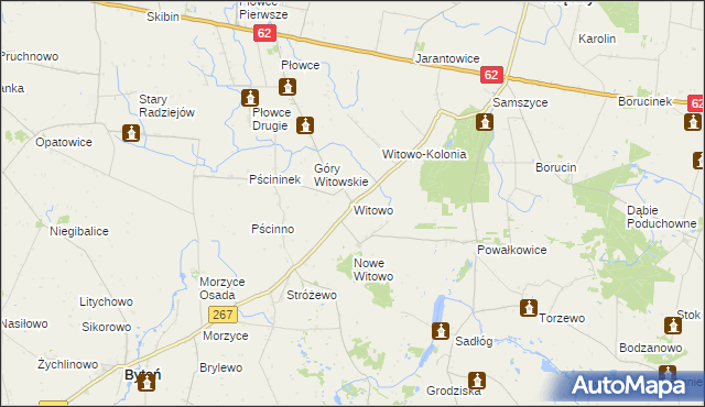 mapa Witowo gmina Bytoń, Witowo gmina Bytoń na mapie Targeo