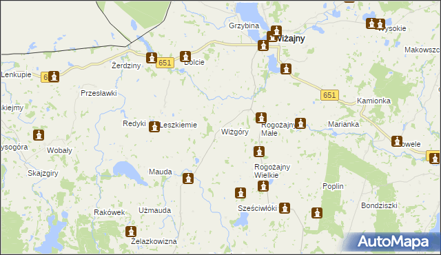 mapa Wiżgóry, Wiżgóry na mapie Targeo