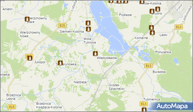 mapa Władysławów gmina Siemień, Władysławów gmina Siemień na mapie Targeo