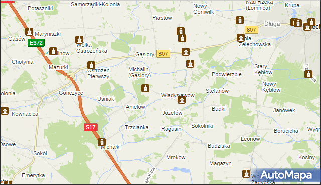 mapa Władysławów gmina Żelechów, Władysławów gmina Żelechów na mapie Targeo