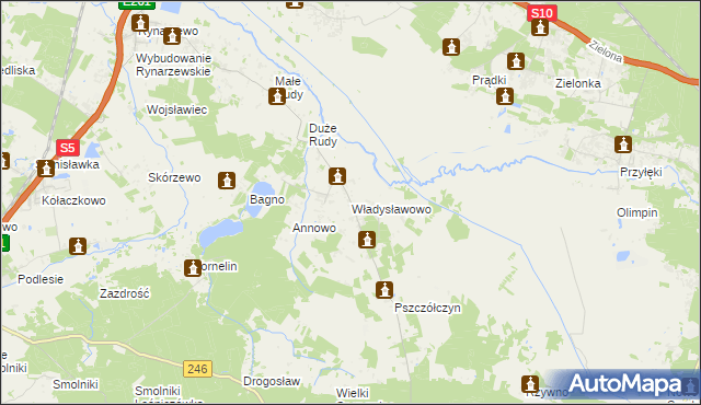 mapa Władysławowo gmina Łabiszyn, Władysławowo gmina Łabiszyn na mapie Targeo