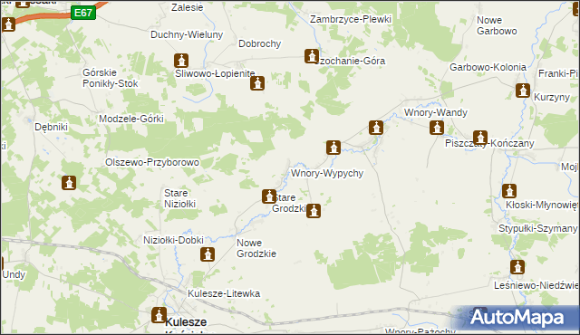 mapa Wnory-Wypychy, Wnory-Wypychy na mapie Targeo