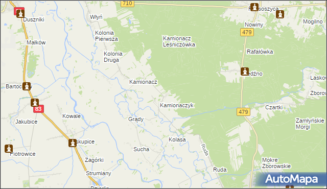 mapa Wojciechów gmina Sieradz, Wojciechów gmina Sieradz na mapie Targeo