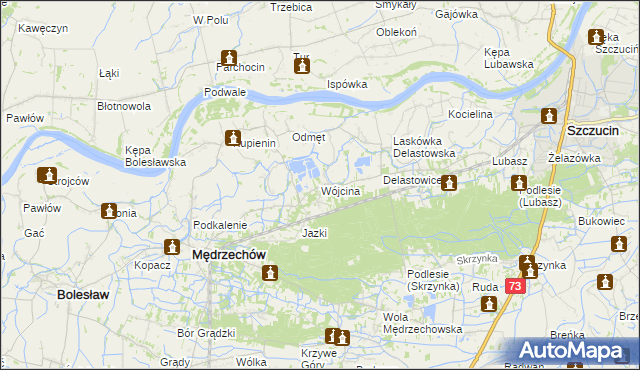 mapa Wójcina, Wójcina na mapie Targeo