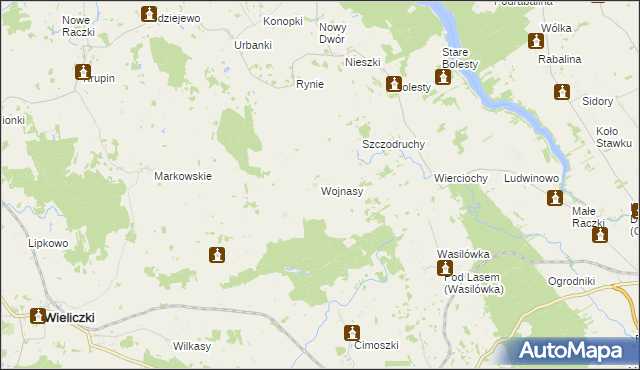 mapa Wojnasy gmina Wieliczki, Wojnasy gmina Wieliczki na mapie Targeo