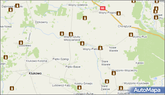 mapa Wojny-Pietrasze, Wojny-Pietrasze na mapie Targeo