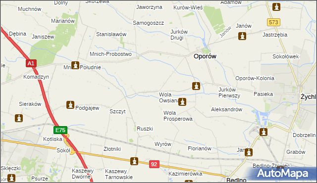 mapa Wola Owsiana, Wola Owsiana na mapie Targeo