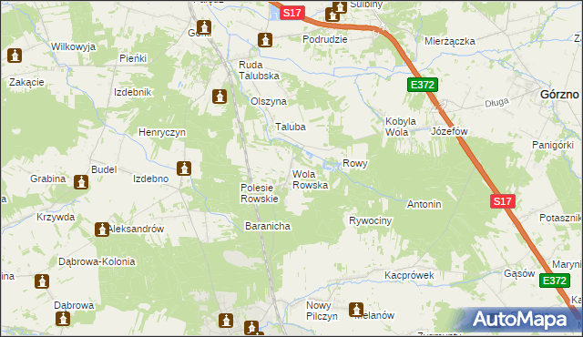 mapa Wola Rowska, Wola Rowska na mapie Targeo