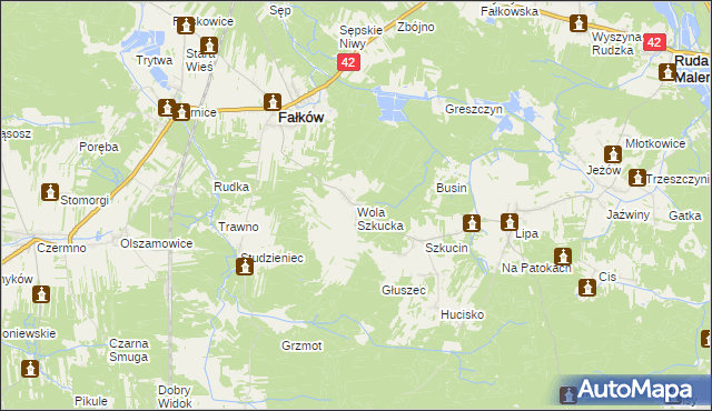 mapa Wola Szkucka, Wola Szkucka na mapie Targeo