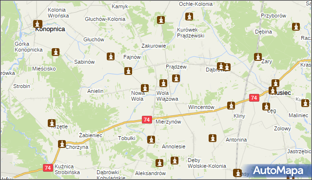 mapa Wola Wiązowa, Wola Wiązowa na mapie Targeo