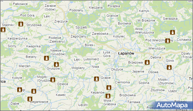 mapa Wolica gmina Łapanów, Wolica gmina Łapanów na mapie Targeo