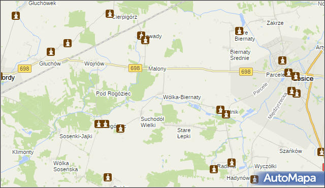mapa Wólka-Biernaty, Wólka-Biernaty na mapie Targeo