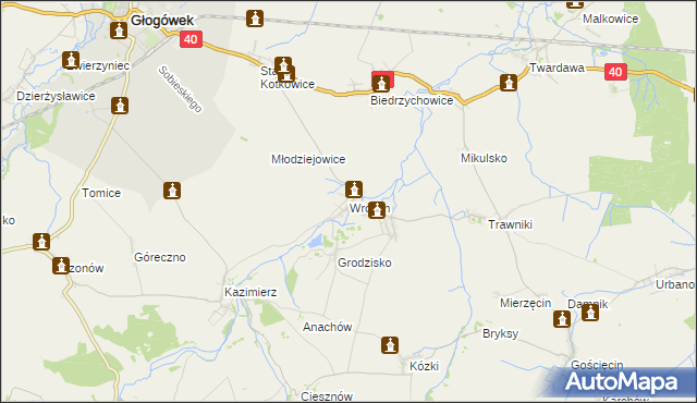 mapa Wróblin, Wróblin na mapie Targeo