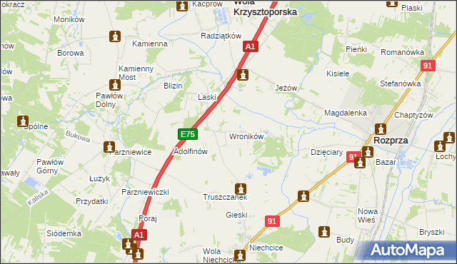mapa Wroników, Wroników na mapie Targeo