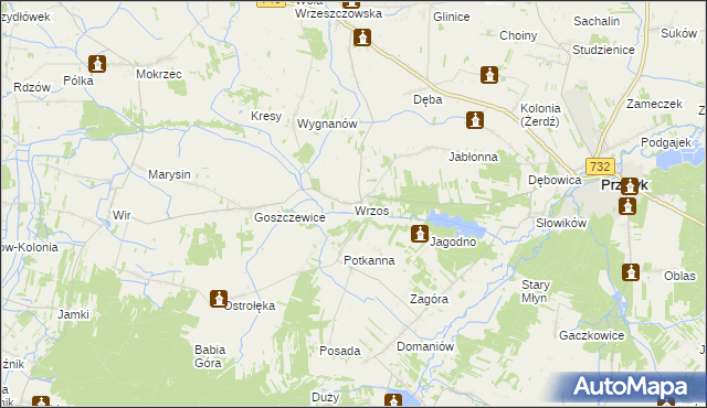 mapa Wrzos, Wrzos na mapie Targeo
