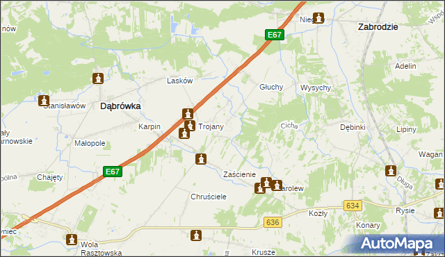 mapa Wszebory gmina Dąbrówka, Wszebory gmina Dąbrówka na mapie Targeo