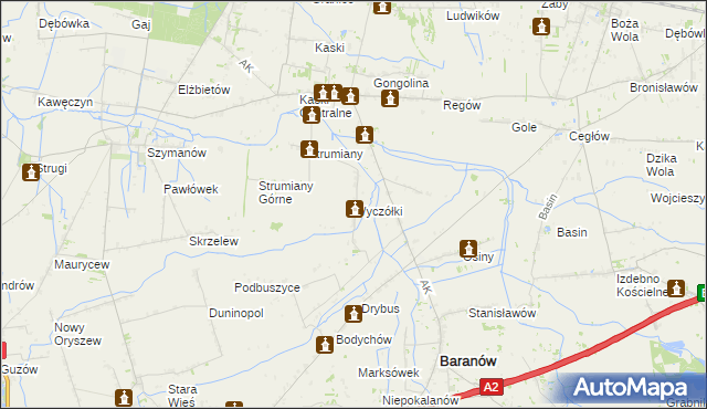 mapa Wyczółki gmina Baranów, Wyczółki gmina Baranów na mapie Targeo