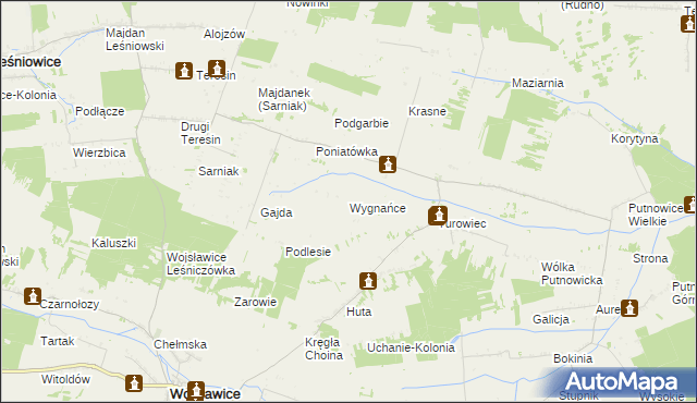 mapa Wygnańce, Wygnańce na mapie Targeo