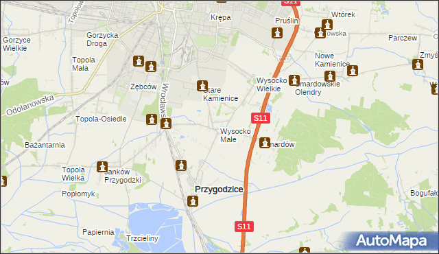 mapa Wysocko Małe, Wysocko Małe na mapie Targeo