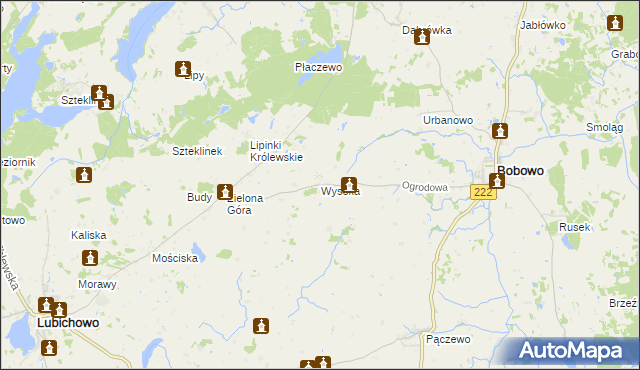 mapa Wysoka gmina Bobowo, Wysoka gmina Bobowo na mapie Targeo