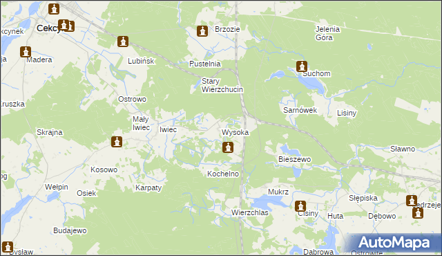 mapa Wysoka gmina Cekcyn, Wysoka gmina Cekcyn na mapie Targeo