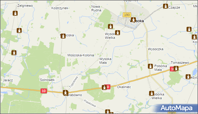 mapa Wysoka Mała gmina Wysoka, Wysoka Mała gmina Wysoka na mapie Targeo