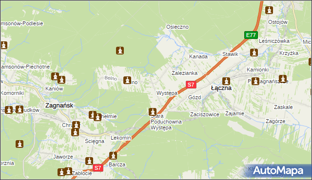 mapa Występa, Występa na mapie Targeo