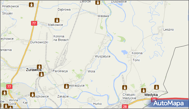 mapa Wyszatyce, Wyszatyce na mapie Targeo