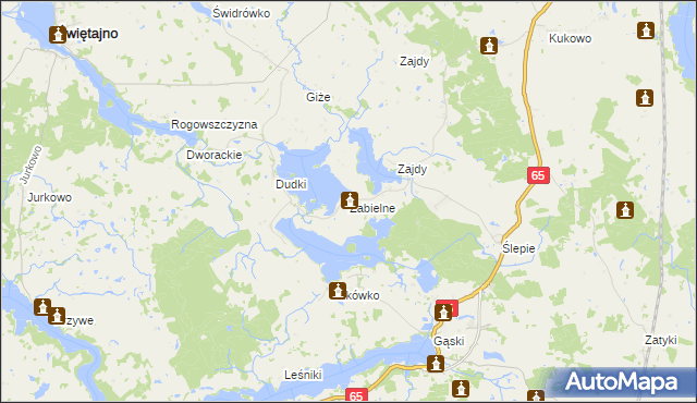 mapa Zabielne gmina Olecko, Zabielne gmina Olecko na mapie Targeo