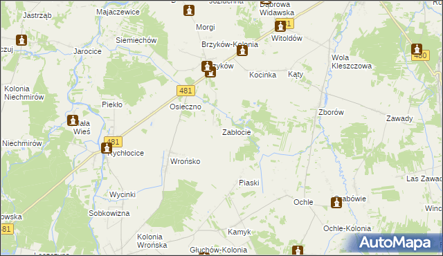 mapa Zabłocie gmina Widawa, Zabłocie gmina Widawa na mapie Targeo