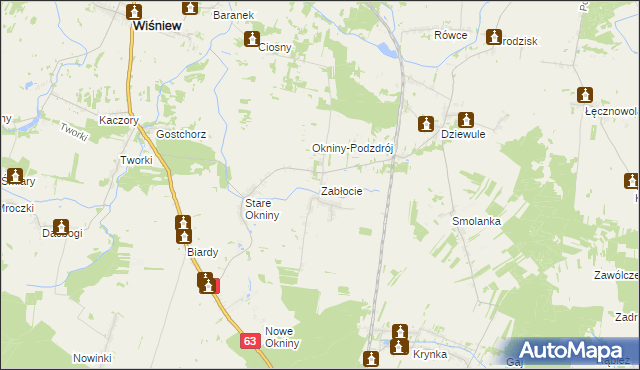 mapa Zabłocie gmina Wiśniew, Zabłocie gmina Wiśniew na mapie Targeo