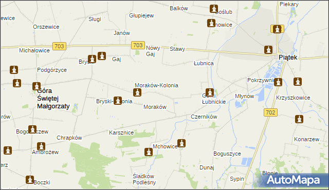 mapa Żabokrzeki gmina Piątek, Żabokrzeki gmina Piątek na mapie Targeo