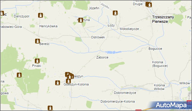 mapa Zaborce gmina Trzeszczany, Zaborce gmina Trzeszczany na mapie Targeo