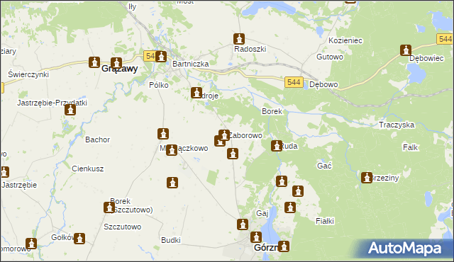 mapa Zaborowo gmina Górzno, Zaborowo gmina Górzno na mapie Targeo