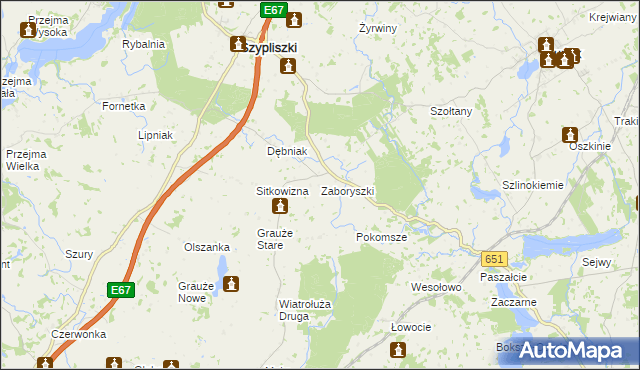 mapa Zaboryszki, Zaboryszki na mapie Targeo